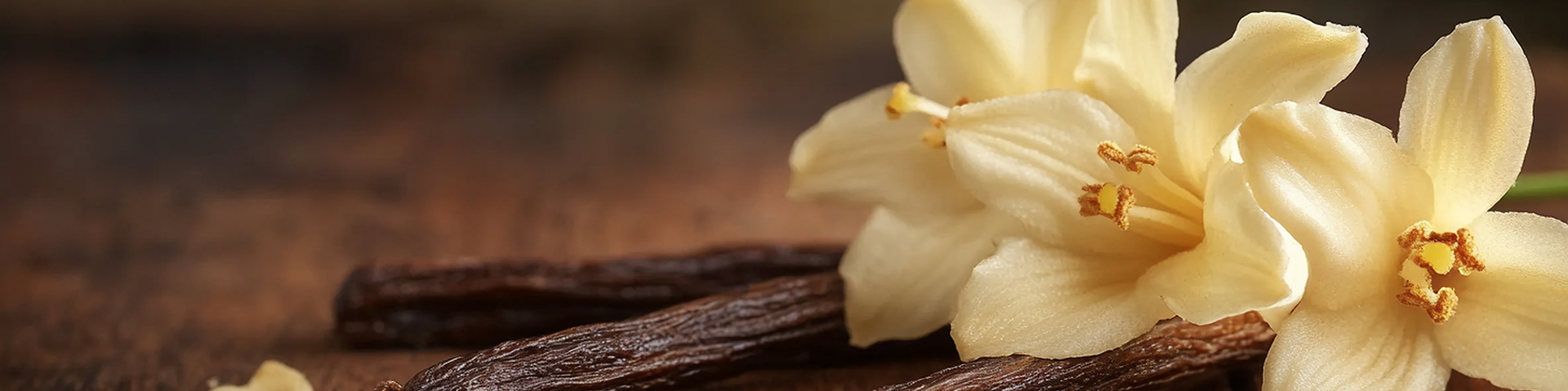 vanilla-flowers-sticks-wooden-table
